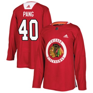 Authentic Adidas Youth Darren Pang Chicago Blackhawks Red Home Practice Jersey - Black