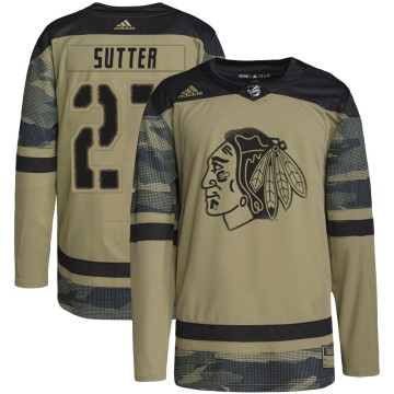 Authentic Adidas Youth Darryl Sutter Chicago Blackhawks Camo Military Appreciation Practice Jersey - Black