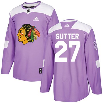 Authentic Adidas Youth Darryl Sutter Chicago Blackhawks Fights Cancer Practice Jersey - Purple