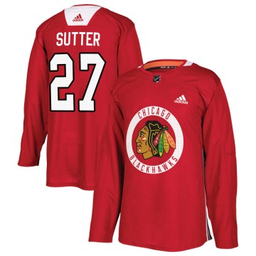 Authentic Adidas Youth Darryl Sutter Chicago Blackhawks Red Home Practice Jersey - Black