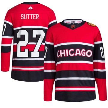 Authentic Adidas Youth Darryl Sutter Chicago Blackhawks Red Reverse Retro 2.0 Jersey - Black