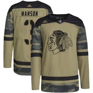 Authentic Adidas Youth Dave Manson Chicago Blackhawks Camo Military Appreciation Practice Jersey - Black