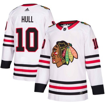 Authentic Adidas Youth Dennis Hull Chicago Blackhawks Away Jersey - White