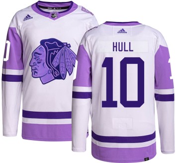 Authentic Adidas Youth Dennis Hull Chicago Blackhawks Hockey Fights Cancer Jersey - Black