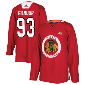 Authentic Adidas Youth Doug Gilmour Chicago Blackhawks Red Home Practice Jersey - Black