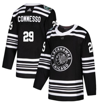 Authentic Adidas Youth Drew Commesso Chicago Blackhawks 2019 Winter Classic Jersey - Black