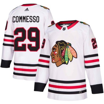 Authentic Adidas Youth Drew Commesso Chicago Blackhawks Away Jersey - White