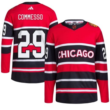 Authentic Adidas Youth Drew Commesso Chicago Blackhawks Red Reverse Retro 2.0 Jersey - Black