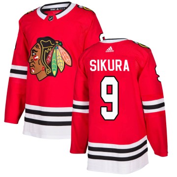 Authentic Adidas Youth Dylan Sikura Chicago Blackhawks Red Home Jersey - Black