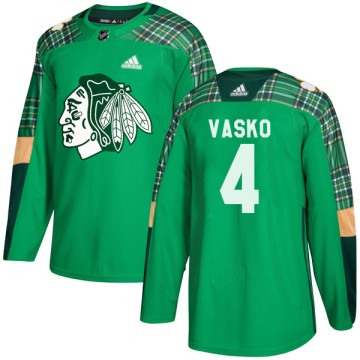 Authentic Adidas Youth Elmer Vasko Chicago Blackhawks St. Patrick's Day Practice Jersey - Green