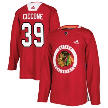 Authentic Adidas Youth Enrico Ciccone Chicago Blackhawks Red Home Practice Jersey - Black