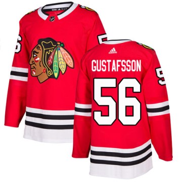 Authentic Adidas Youth Erik Gustafsson Chicago Blackhawks Red Home Jersey - Black