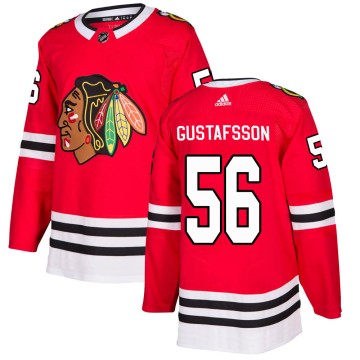 Authentic Adidas Youth Erik Gustafsson Chicago Blackhawks Red Home Jersey - Black