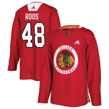 Authentic Adidas Youth Filip Roos Chicago Blackhawks Red Home Practice Jersey - Black