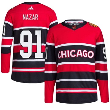Authentic Adidas Youth Frank Nazar Chicago Blackhawks Red Reverse Retro 2.0 Jersey - Black