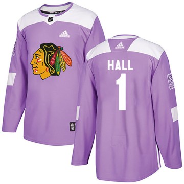 Authentic Adidas Youth Glenn Hall Chicago Blackhawks Fights Cancer Practice Jersey - Purple