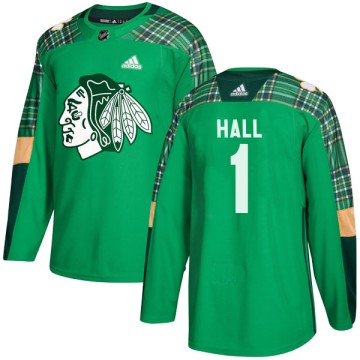 Authentic Adidas Youth Glenn Hall Chicago Blackhawks St. Patrick's Day Practice Jersey - Green