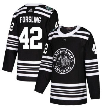 Authentic Adidas Youth Gustav Forsling Chicago Blackhawks 2019 Winter Classic Jersey - Black