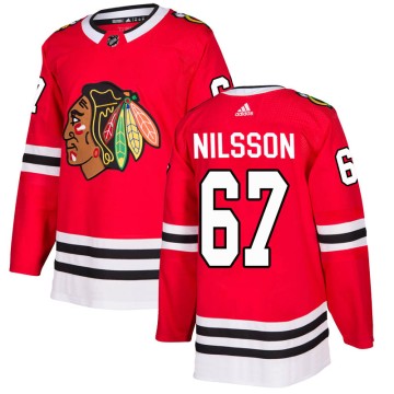 Authentic Adidas Youth Jacob Nilsson Chicago Blackhawks Red Home Jersey - Black