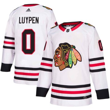Authentic Adidas Youth Jalen Luypen Chicago Blackhawks Away Jersey - White