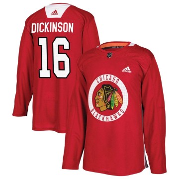 Authentic Adidas Youth Jason Dickinson Chicago Blackhawks Red Home Practice Jersey - Black