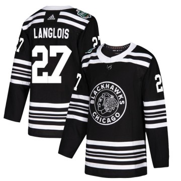 Authentic Adidas Youth Jeremy Langlois Chicago Blackhawks 2019 Winter Classic Jersey - Black