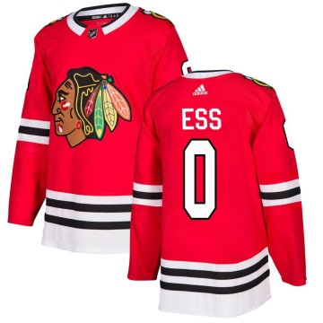 Authentic Adidas Youth Joshua Ess Chicago Blackhawks Red Home Jersey - Black