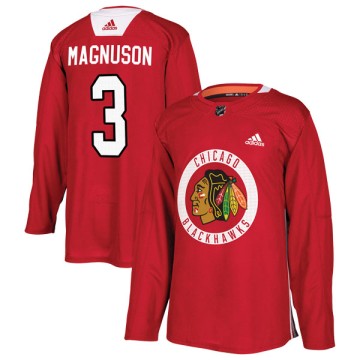 Authentic Adidas Youth Keith Magnuson Chicago Blackhawks Red Home Practice Jersey - Black