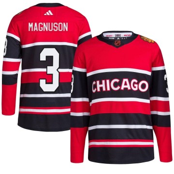 Authentic Adidas Youth Keith Magnuson Chicago Blackhawks Red Reverse Retro 2.0 Jersey - Black