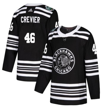 Authentic Adidas Youth Louis Crevier Chicago Blackhawks 2019 Winter Classic Jersey - Black