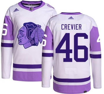 Authentic Adidas Youth Louis Crevier Chicago Blackhawks Hockey Fights Cancer Jersey - Black
