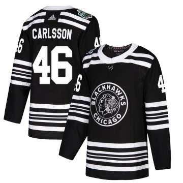 Authentic Adidas Youth Lucas Carlsson Chicago Blackhawks ized 2019 Winter Classic Jersey - Black