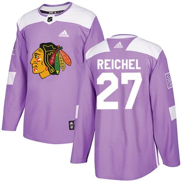 Authentic Adidas Youth Lukas Reichel Chicago Blackhawks Fights Cancer Practice Jersey - Purple