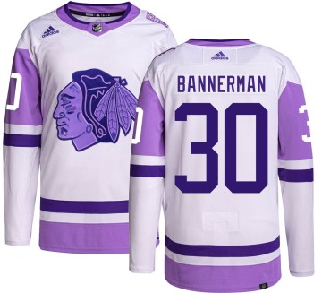 Authentic Adidas Youth Murray Bannerman Chicago Blackhawks Hockey Fights Cancer Jersey - Black