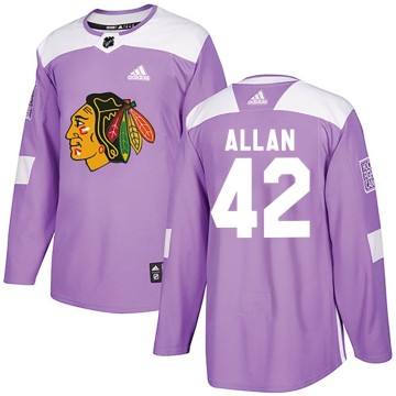 Authentic Adidas Youth Nolan Allan Chicago Blackhawks Fights Cancer Practice Jersey - Purple
