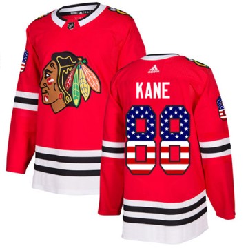 Authentic Adidas Youth Patrick Kane Chicago Blackhawks Red USA Flag Fashion Jersey - Black