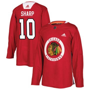 Authentic Adidas Youth Patrick Sharp Chicago Blackhawks Red Home Practice Jersey - Black