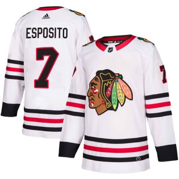 Authentic Adidas Youth Phil Esposito Chicago Blackhawks Away Jersey - White