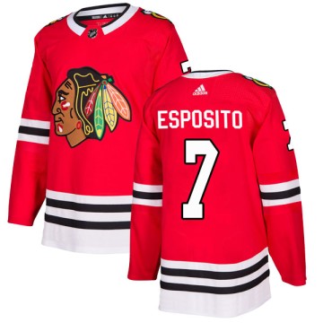 Authentic Adidas Youth Phil Esposito Chicago Blackhawks Red Home Jersey - Black