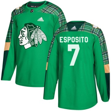 Authentic Adidas Youth Phil Esposito Chicago Blackhawks St. Patrick's Day Practice Jersey - Green