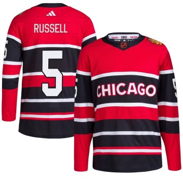 Authentic Adidas Youth Phil Russell Chicago Blackhawks Red Reverse Retro 2.0 Jersey - Black