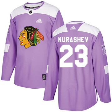 Authentic Adidas Youth Philipp Kurashev Chicago Blackhawks Fights Cancer Practice Jersey - Purple