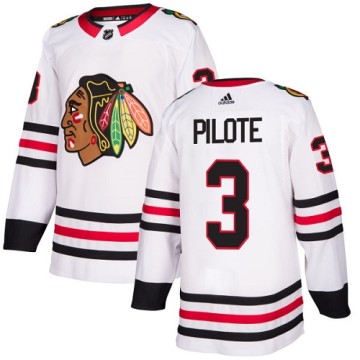 Authentic Adidas Youth Pierre Pilote Chicago Blackhawks Away Jersey - White