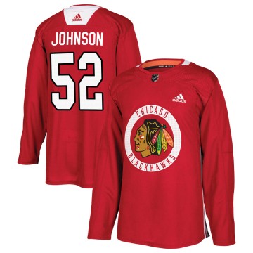 Authentic Adidas Youth Reese Johnson Chicago Blackhawks Red Home Practice Jersey - Black