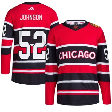 Authentic Adidas Youth Reese Johnson Chicago Blackhawks Red Reverse Retro 2.0 Jersey - Black