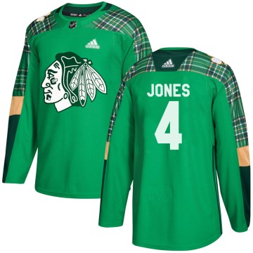 Authentic Adidas Youth Seth Jones Chicago Blackhawks St. Patrick's Day Practice Jersey - Green