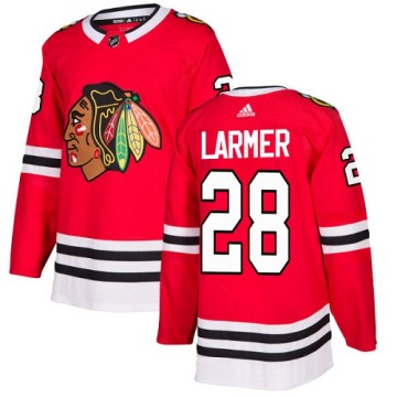 Authentic Adidas Youth Steve Larmer Chicago Blackhawks Red Home Jersey - Black
