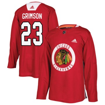 Authentic Adidas Youth Stu Grimson Chicago Blackhawks Red Home Practice Jersey - Black