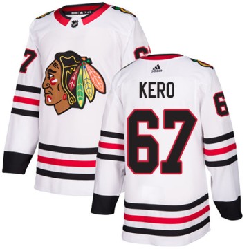 Authentic Adidas Youth Tanner Kero Chicago Blackhawks Away Jersey - White