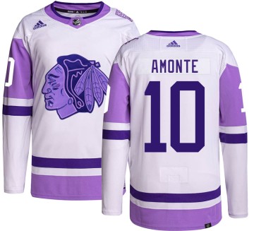 Authentic Adidas Youth Tony Amonte Chicago Blackhawks Hockey Fights Cancer Jersey - Black